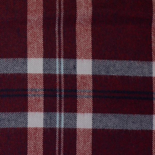 Baumwoll-Flanell Maverick, Karo, hellgrau/bordeaux